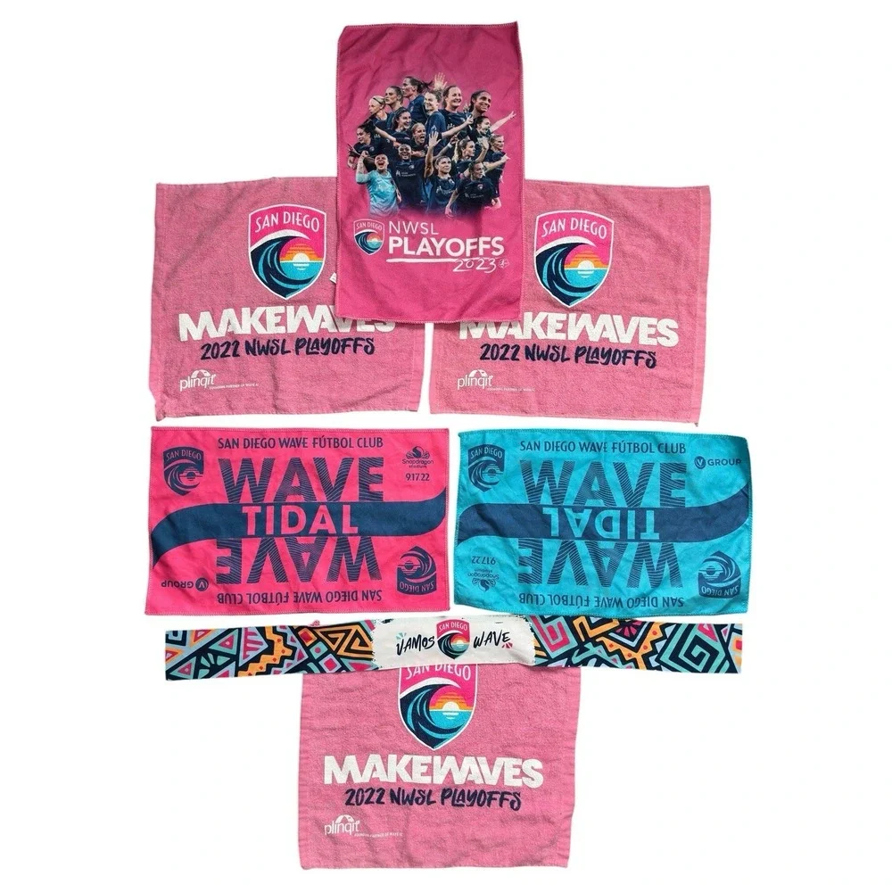 San Diego Wave FC Rally Towel Scarf 2022 2023 NWSL Playoffs Snapdragon Lot of 7 - Picture 1 of 10